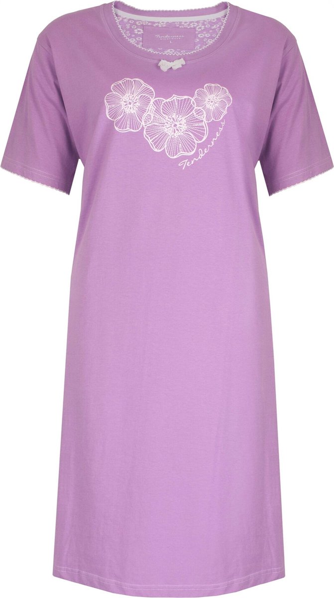 Tenderness Dames Nachthemd - Bloemen Print - Katoen - Paars