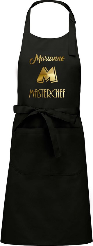 Cadeau nom - Masterchef - tablier de cuisine/barbecue unisexe - noir - cadeau pour elle et lui