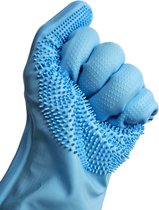 BamBella® Afwas handschoenen lang - scrub douche Afwashandschoenen blauw -