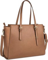 Handtas Dames Grote bruin Laptoptas 15,6 Inch Elegante lederen schoudertas voor kantoorwerk, school