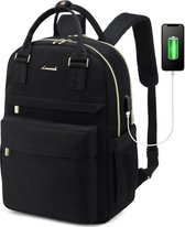 Sac à dos pour ordinateur portable 17,3 pouces - Zwart - Port de chargement USB - 48 x 33 x 19 - Sac à dos avec 4 compartiments - Travail, école, bureau - Résistant à l'eau