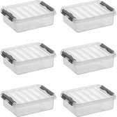 Sunware - Q-line opbergbox 1L - Set van 6 - Transparant/grijs