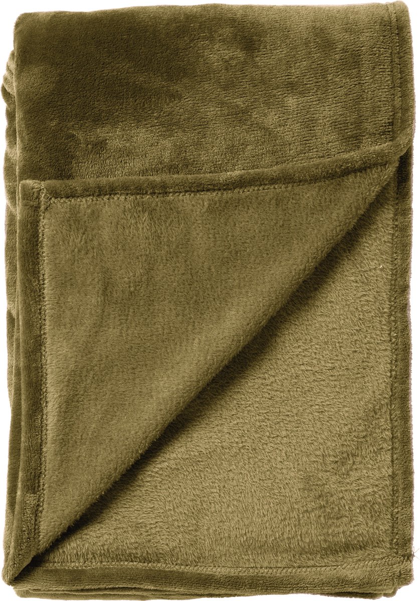 Dutch Decor MARLEY - plaid 150x200 cm - fleece deken - extra dik - Military Olive - groen Olijfgroen