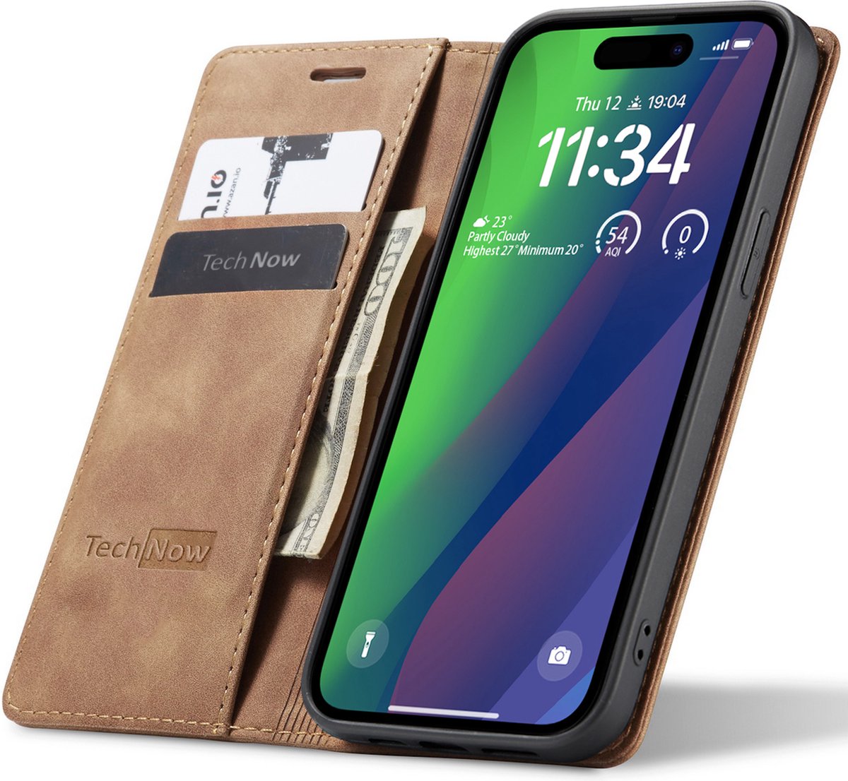 Hoesje geschikt voor iPhone 15 Plus - Book Case Leer Slimline Bruin
