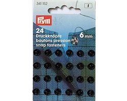 art 341152 Prym drukkers - 24 drukknopen zwart mini - 6 mm - aannaaibaar - drukknoop