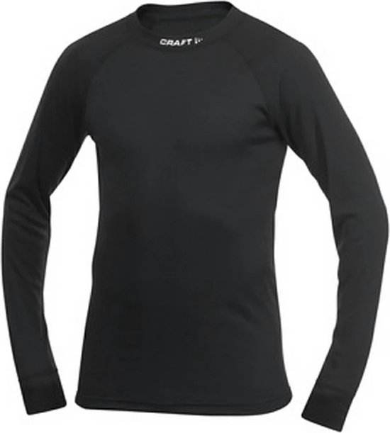 Zwart Craft thermisch shirt met lange mouwen en witte tekst 'CRAFT' op de nek.