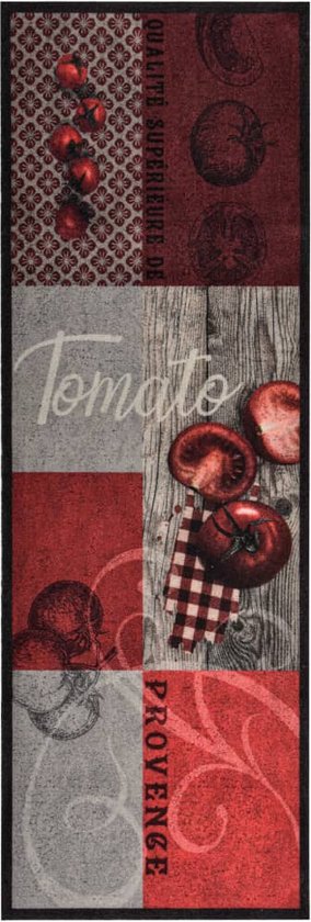 The Living Store Vloermat - Rechthoekig - 150x45 cm - Tomatenprint - Polyamide - Anti-slip
