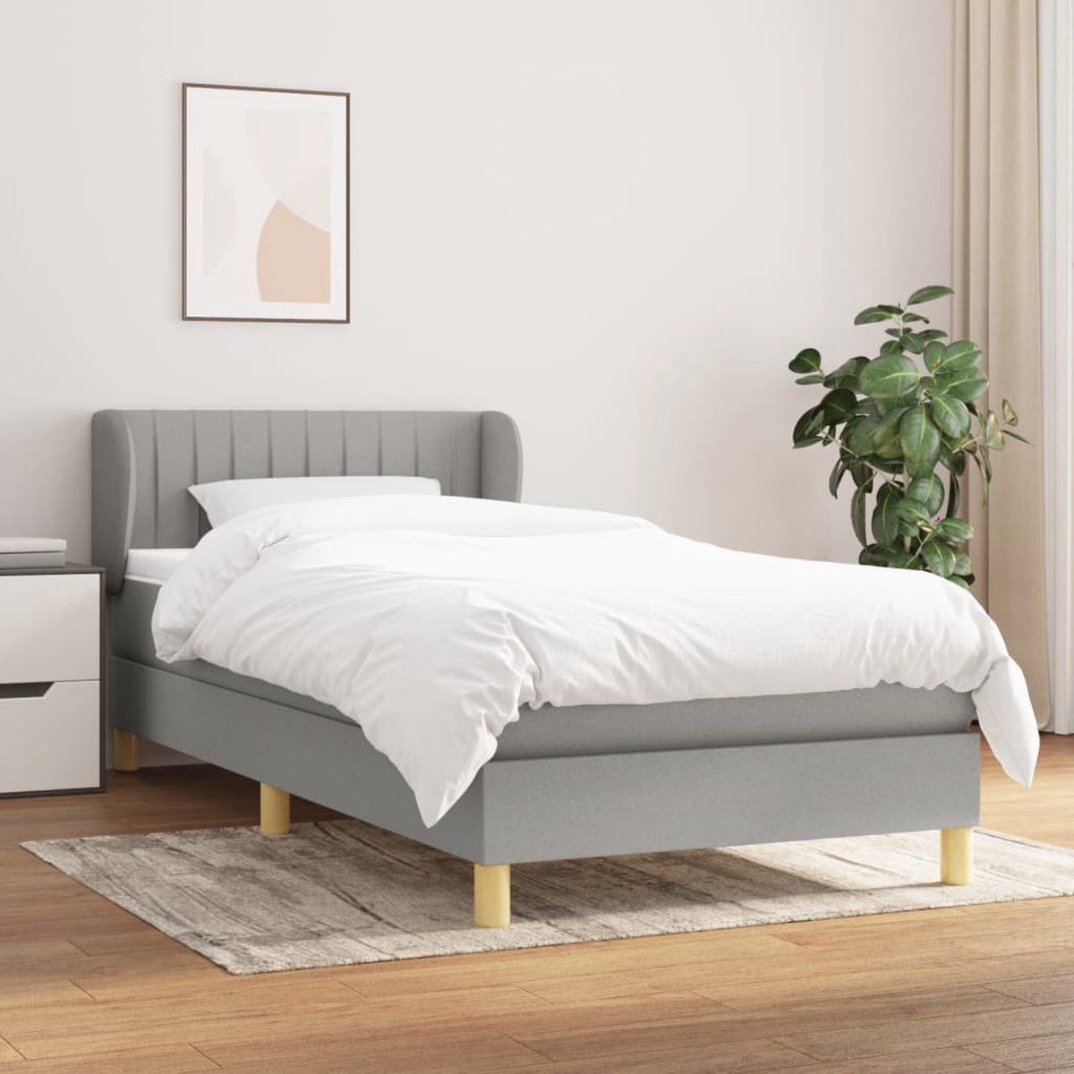 The Living Store Boxspring met matras stof lichtgrijs 90x190 cm - Boxspringbed - Slaapcomfort - Boxspring - Bed Frame - Tweepersoonsbed