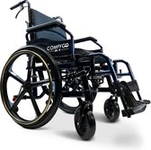 Comfygo X-1 édition spéciale, fauteuil roulant manuel pliant léger, fauteuil roulant de transport, fauteuil roulant à pousser (noir et bleu)