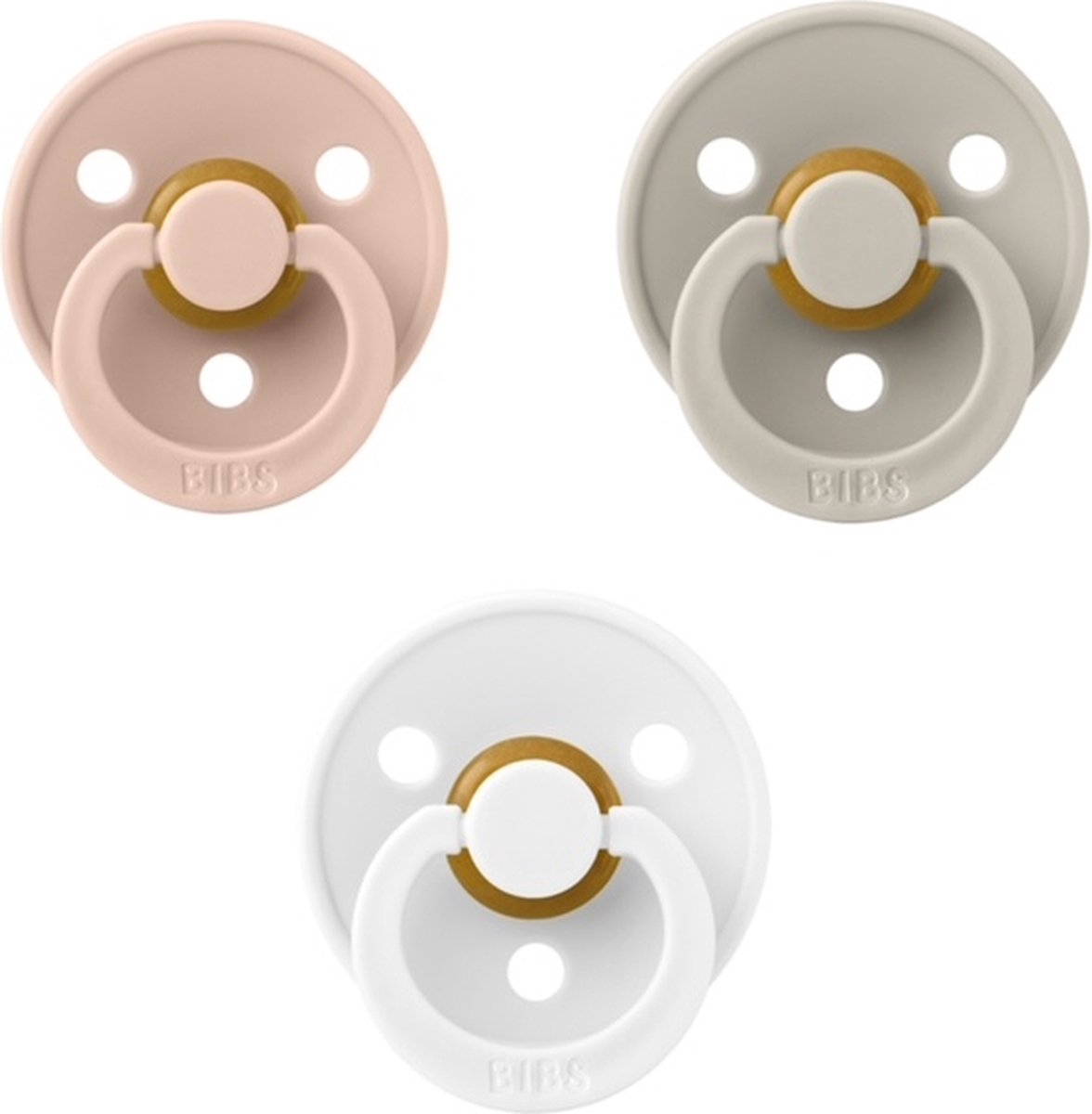 Goedkoopste Bibs fopspeen 6-18 maand set 3 stuks White,Sand en Blush maat 2