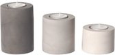 Bol.com Leeff - Tealight Holders 'Teo' - set van 3 waxinelichthouders- Concrete - 7cm diameter - Grijs aanbieding
