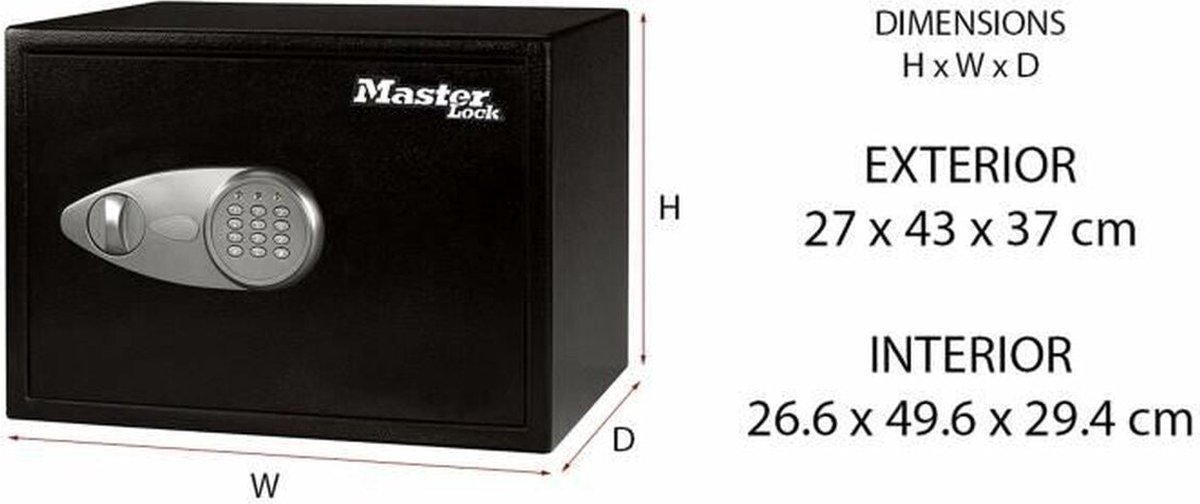 Master Lock Coffre-fort à Code, Combinaison Electronique, 33 L, 27 x 43 x  37 cm