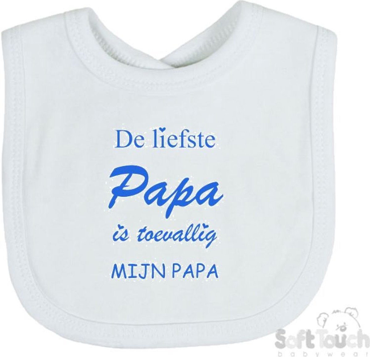 Goedkoopste Soft Touch Slabber De liefste papa is toevallig mijn papa Unisex Katoen Wit/blauw Maat 33x22 Cm