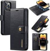 CaseMe - Telefoonhoesje geschikt voor iPhone 15 Pro - Bookcover - Met Afneembare Magneet-backcase - Ming Serie - Zwart