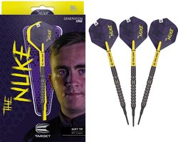 Target Darts Luke Littler G1 Soft Tip Dartpijlen Set - 90% Wolfraam - Zwarte Pixel Tips - Pro Grip Shafts - Pro Ultra Flights - 19 Gram - The Nuke Signature Editie