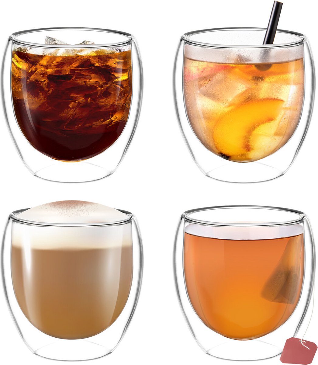 BigDean 2 Stück doppelwandige Latte Macchiato Gläser 300 ml – Kaffeegläser in Geschenkverpackung BigDean 2 Stück doppelwandige Latte Macchiato Gläser 300 ml – Kaffeegläser in Geschenkverpackung