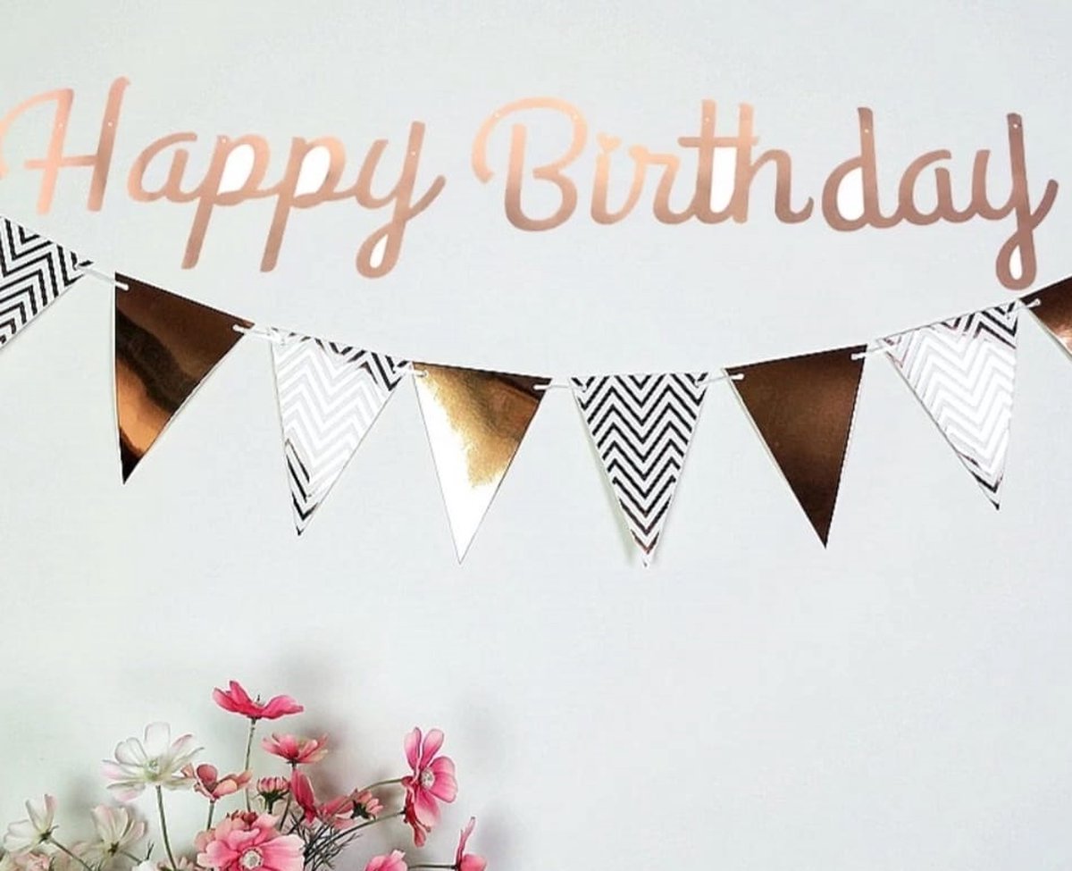 Slingers Vlaggenlijn Roze goud|Set Happy birthday - Verjaardag Vlaggenlijn - Youhomy feestartikelen 3 Meter Voor Binnen En Buiten
