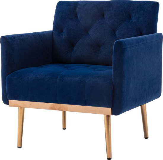 Merax Fauteuil Loungestoel Binnen - Gestoffeerde Stoel - Accent Stoelen - Blauw