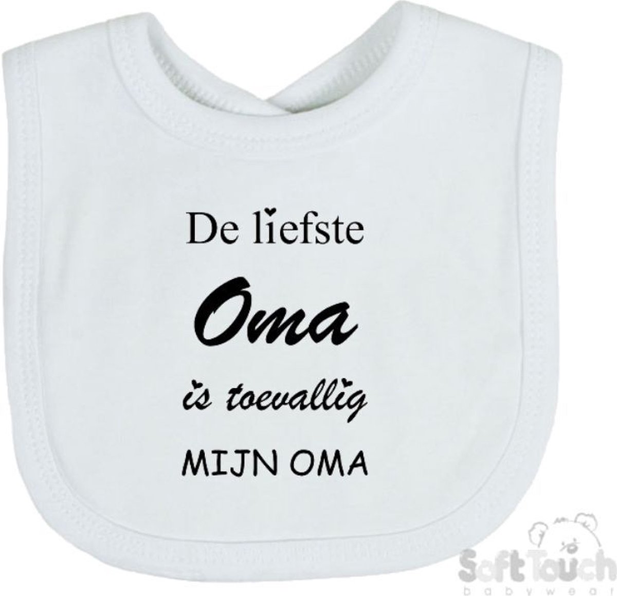 Goedkoopste Soft Touch Slabber Slabbetje Slab De liefste en leukste Oma is toevallig mijn oma Unisex Katoen Wit/zwart Maat 33x22 Cm