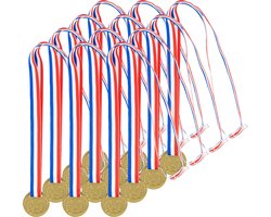 Gouden medaille met lint - plastic - 38mm - set van 12