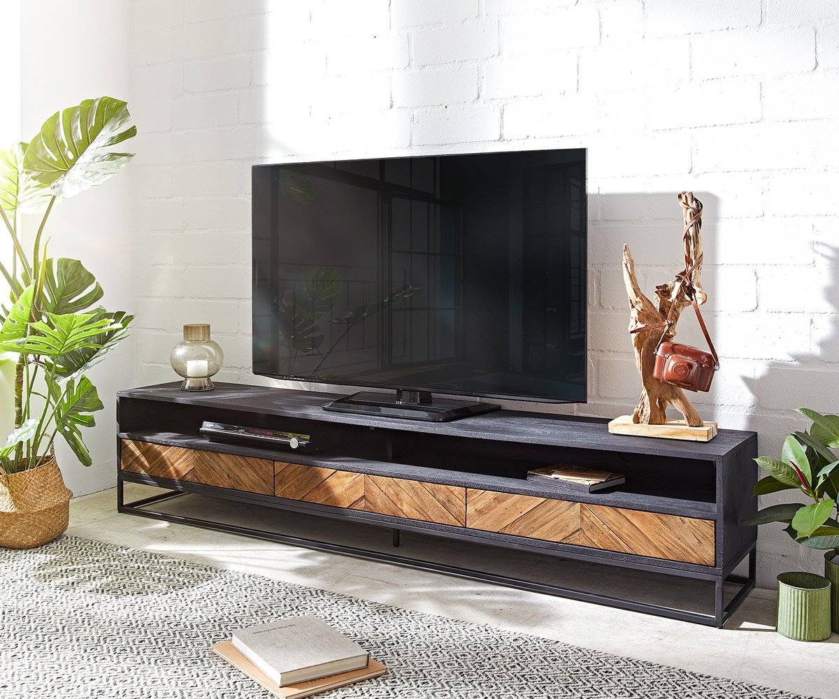 DELIFE TV-meubel Famke mango teak 200 cm 2 vakken 3 laden Lowboard
