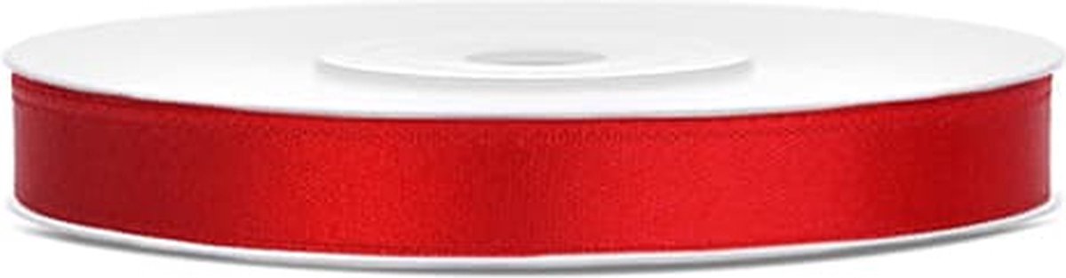 Partydeco - Satijn Lint Rood (6mm/rol 25m) - Party-Decoration