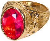 Luxe ronde sinterklaasring met rode steen en gouden details