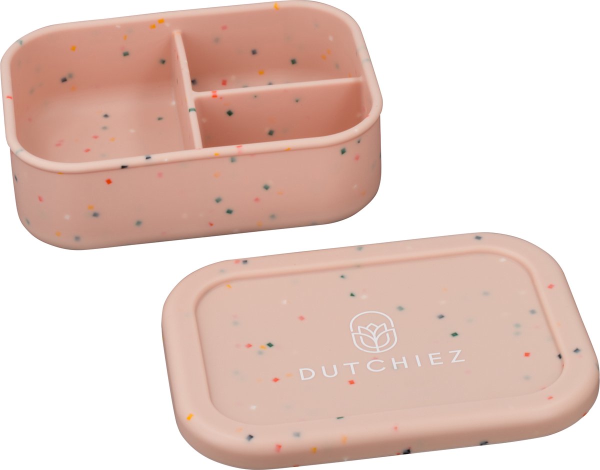 Dutchiez- Siliconen Lunchbox- Misty Pink- Dots - Lunchbox voor kinderen -Snackbox voor volwassenen - BPA vrij