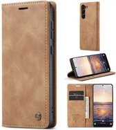 CaseMe - Telefoonhoesje geschikt voor Samsung Galaxy S23 FE - Wallet Book Case - Met Magnetische Sluiting - Bruin