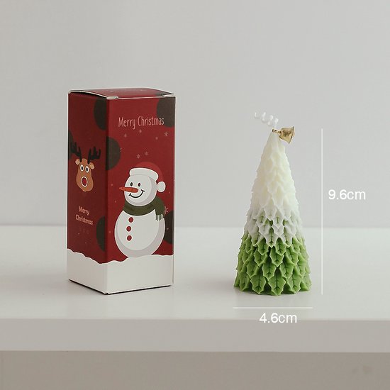 Kaars - Kerst Kaars - Kerstboom - Model B - Wit en Olijfgroen - Aromatherapie Kaars - Figuurkaars - Sham's Art