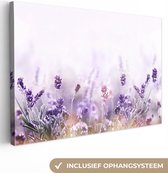 Canvas Schilderij Lavendel - Bloemen - Paars - Natuur - 30x20 cm - Wanddecoratie