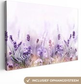 Canvas Schilderij Lavendel - Bloemen - Paars - Natuur - 120x80 cm - Wanddecoratie