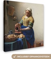 Canvas Schilderij Het melkmeisje - Schilderij van Johannes Vermeer - 50x50 cm - Wanddecoratie