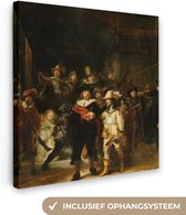 Canvas Schilderij De Nachtwacht - Schilderij van Rembrandt van Rijn - 90x90 cm - Wanddecoratie