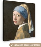 Canvas Schilderij Meisje met de Parel - Schilderij van Johannes Vermeer - 20x20 cm - Wanddecoratie