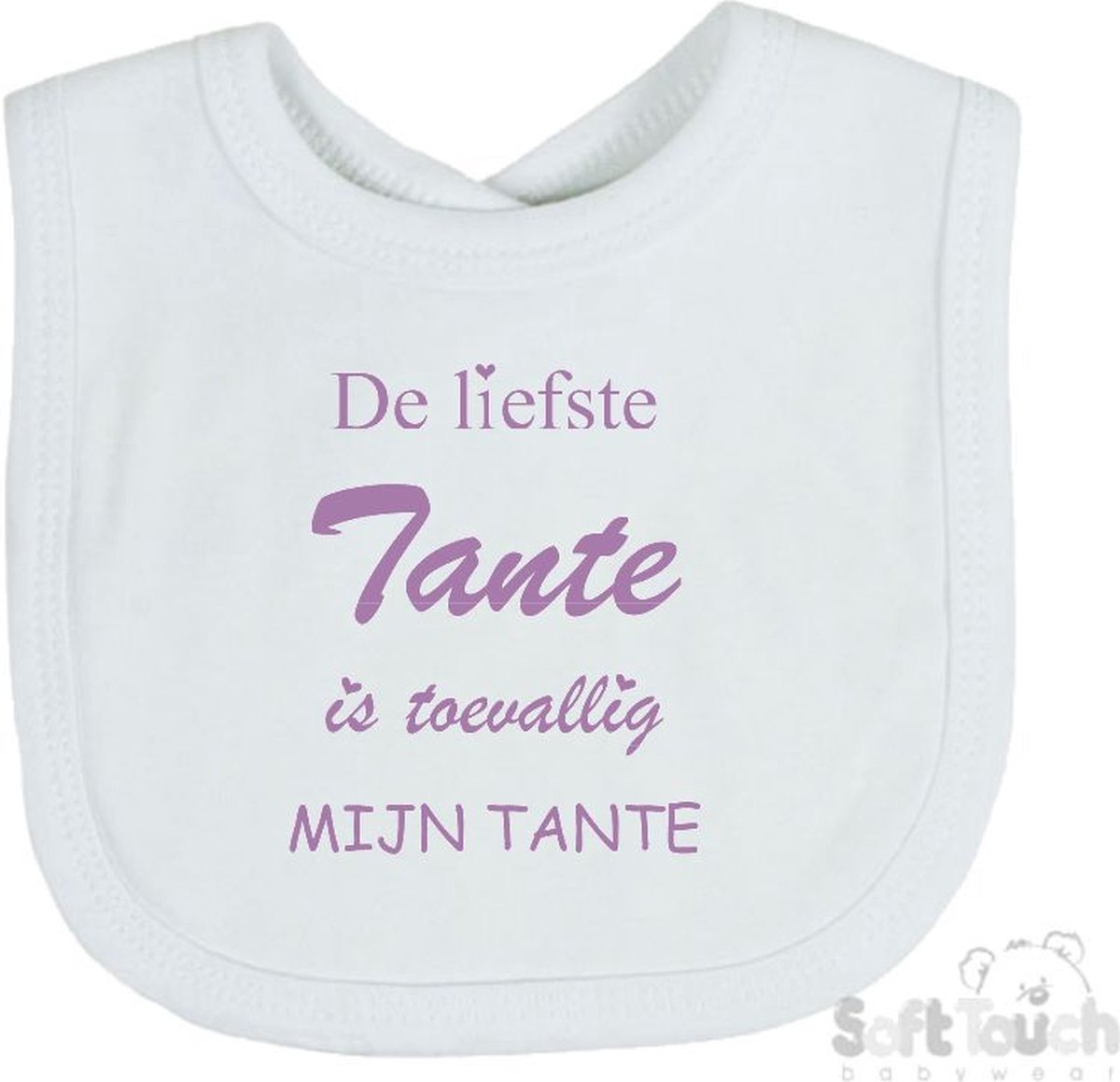 Goedkoopste Soft Touch Slabber De liefste tante is toevallig mijn tante Unisex Katoen Wit/lila Maat 33x22 Cm