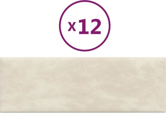 vidaXL-Wandpanelen-12-st-3,24-m²-90x30-cm-fluweel-crèmekleurig