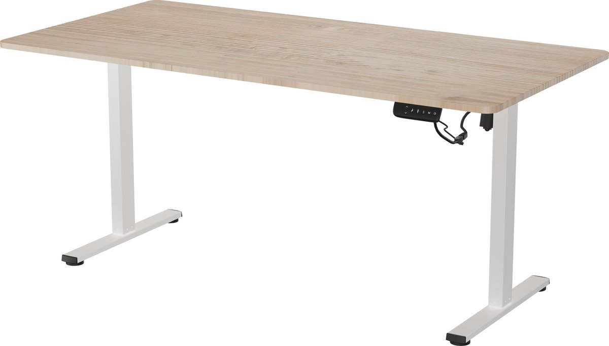 Vestland - Zit-sta Bureau Elektrisch In Hoogte Verstelbaar - Conform ARBO-norm - 160 x 80 CM - Dubbele Motor - Eiken Wit