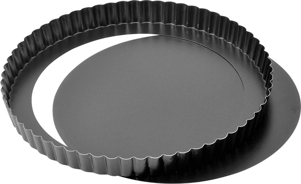 Klassieke taartvorm met hefbodem 28 cm, quichevorm anti-aanbaklaag, uitdrukbare hefbodem, klaar voor gebruik, gelijkmatige bruining, 1 - verpakking, Zwart
