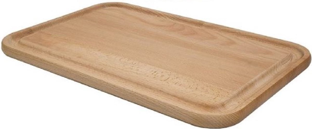 Snijplank: 36,5 cm x 25,5 cm beukenbord met sapgroef