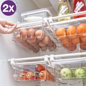 Tiroirs de Opbergbox pour réfrigérateur 2 pièces - Gardez votre réfrigérateur organisé avec facilité et style - Plastique PET durable - Tiroir coulissant avec poignée - Transparent