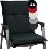 Beautissu Base NL - Set de 2 Coussins de chaise de jardin Dossier Bas 100x50x6 cm Anthracite Coussin pour Chaises de jardin
