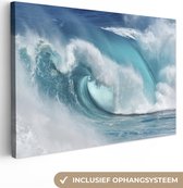Canvas schilderij - Zee - Golf - Blauw - Schilderijen op canvas - 150x100 cm - Canvasdoek - Foto op canvas