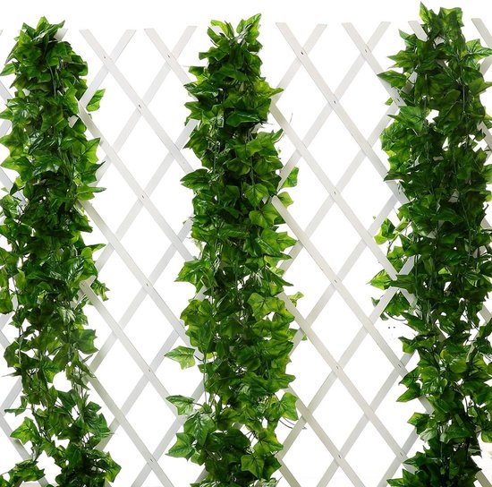 Louis Maes kunstplant blaadjes slinger Klimop/hedera - groen/wit - 180 cm | Fun en Feest