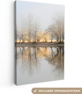 Peinture sur toile - Brouillard - Water - Arbres - Reflet - Canvasdoek - Toile nature - Décoration murale - 40x60 cm - Photo sur toile