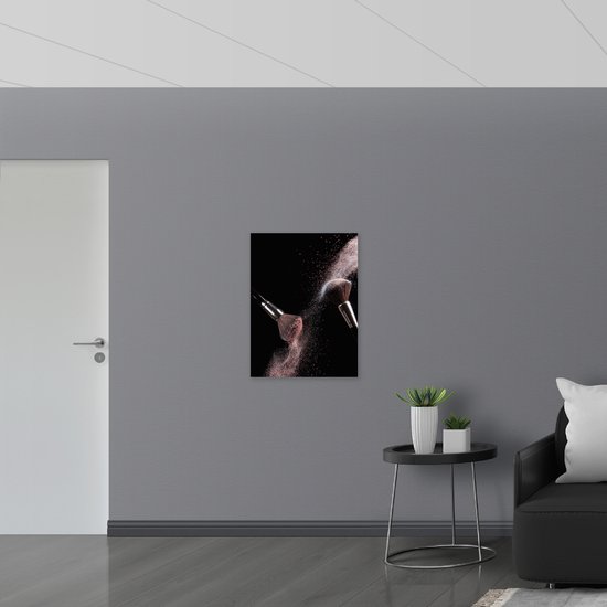 Acrylglas - Kwasten - Makeup - Poeder - Verspreid - 60x80 cm Foto op Acrylglas (Wanddecoratie op Acrylaat)
