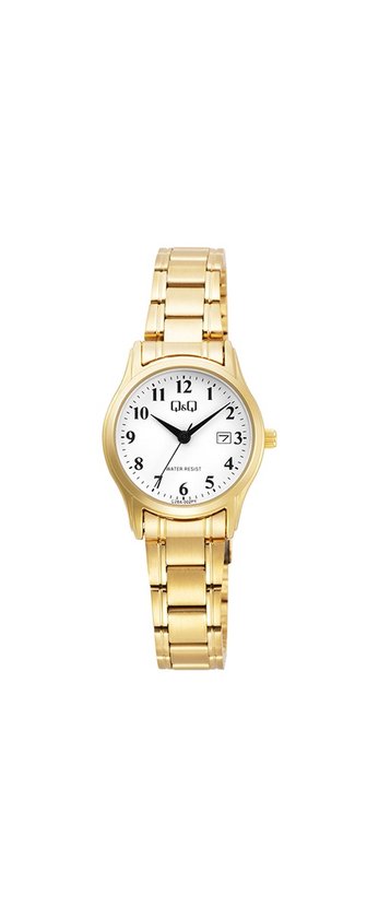 Q&Q C28A-002PY - Montre - Analogique - Femme - Femme - Bracelet acier - Rond - Métal - Chiffres - Doré - Wit
