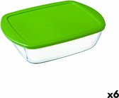 Rechthoekige lunchbox met deksel Pyrex Cook & Store Groen 1,1 L 23 x 15 x 7 cm Siliconen Glas (6 Stuks)