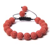 Marama - armband Lavasteen rood - verstelbaar - unisex - vegan koord - natuursteen