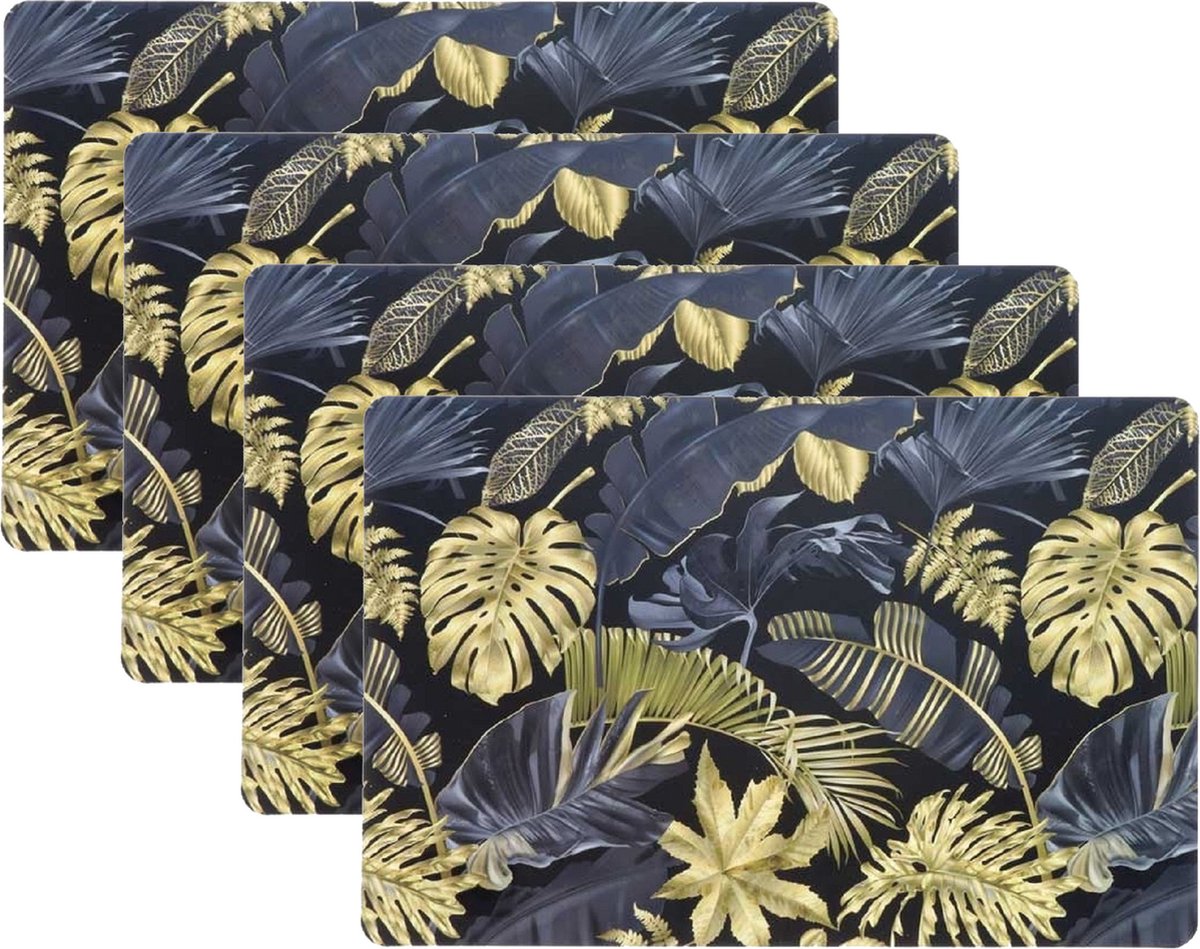 Unique Living Placemat - 8x - blad motief - 44 x 28 cm - tafeldecoratie onderlegger